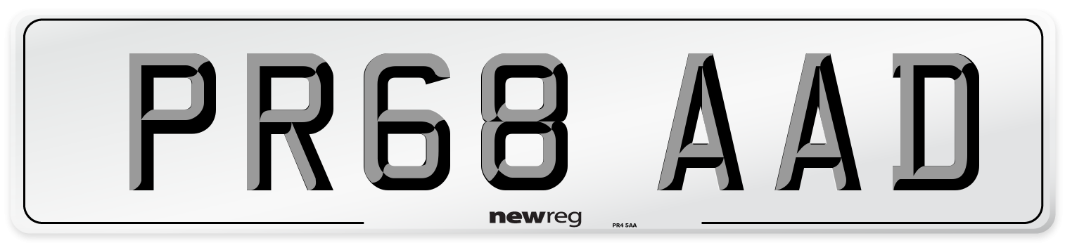 PR68 AAD Number Plate from New Reg